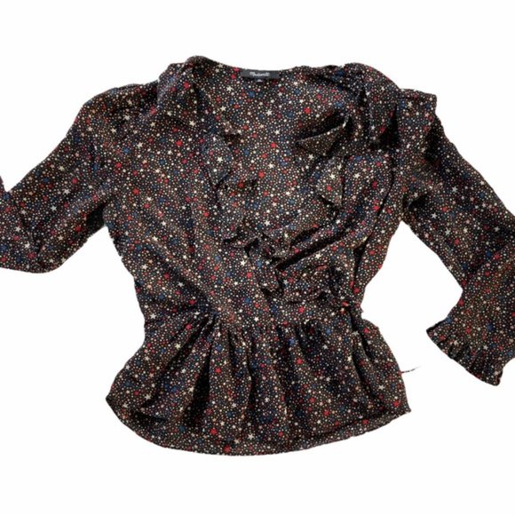 Madewell Silk Blouse Starry Night Size XS - Picture 7 of 15